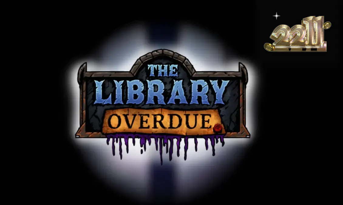 Interface sombria e gótica do slot The Library Overdue com símbolos de livros e personagens misteriosos.